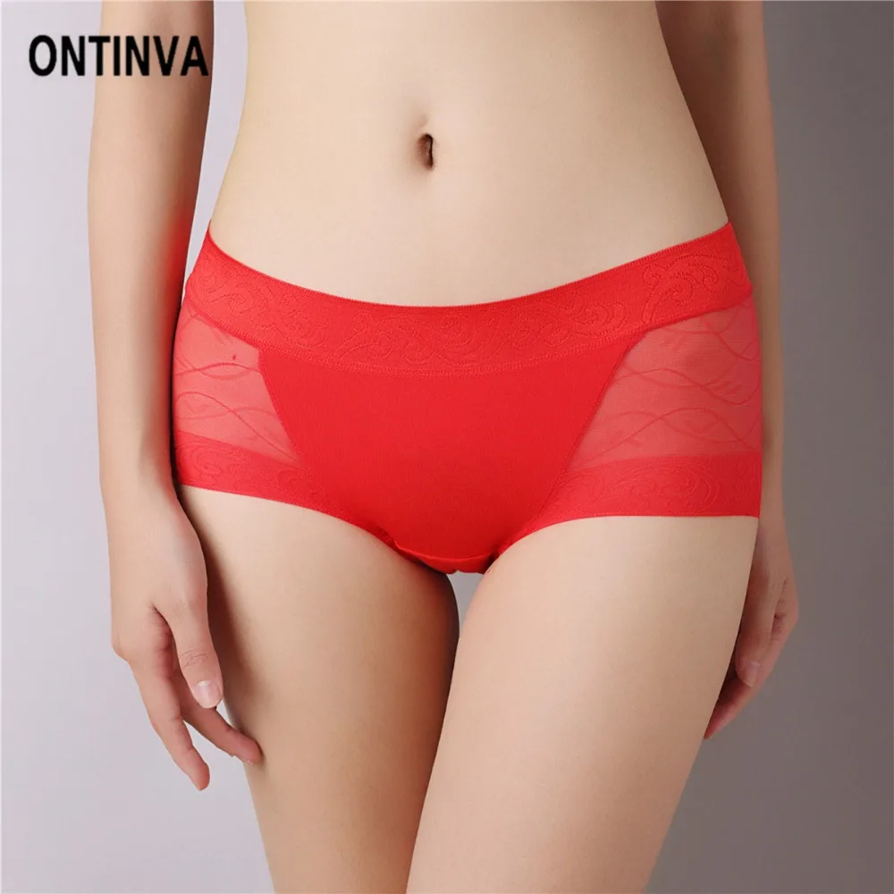 Женские трусы со средней посадкой L XL XXL размера плюс с кружевным тюлем Дамское