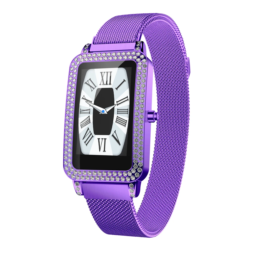 

Lady Smartwatch Gift Bracelet Women with Diamend Bluetooth Sports Android iOs Best Christmas Present Gold Purple Silver