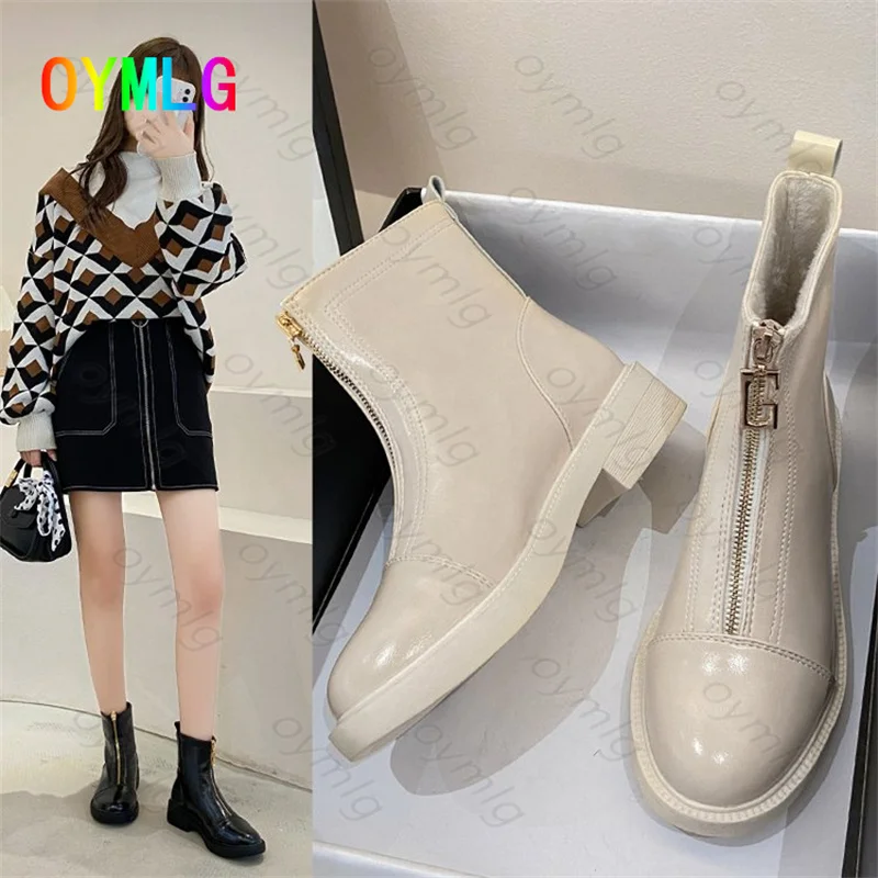

Front zipper Martin boots female British style autumn 2021 new motorcycle boots fashion all-match ankle boots platform boots