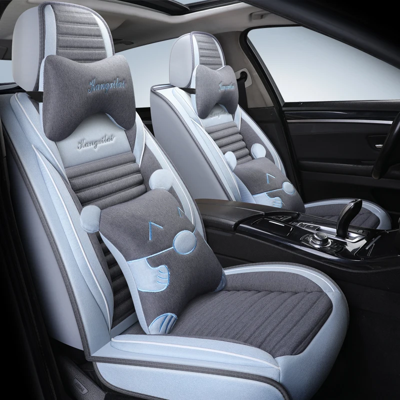 Полное покрытие льняное волокно чехлы для автомобильных сидений Mazda2 demio cx5 cx9 cx4