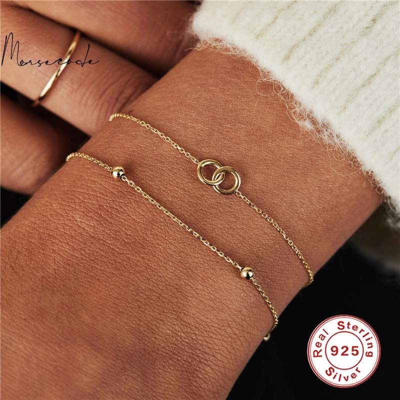 

MORSE Geometric Butterfly Flower Bracelet For Women 925 Minimalism Bracelet Charms Clavicle Bracelet 2021 Trend Jewellery Gift