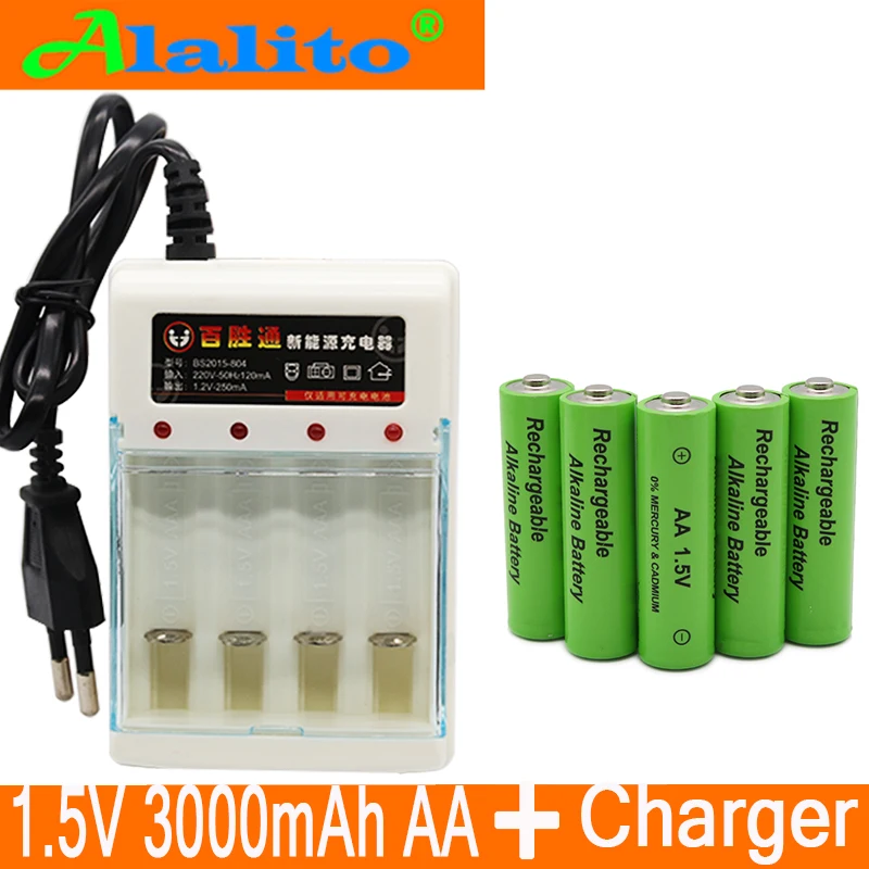 Новый тег 3000 MAH аккумуляторная батарея AA 1 5 V. Перезаряжаемая Новинка Alcalinas drummey + шт