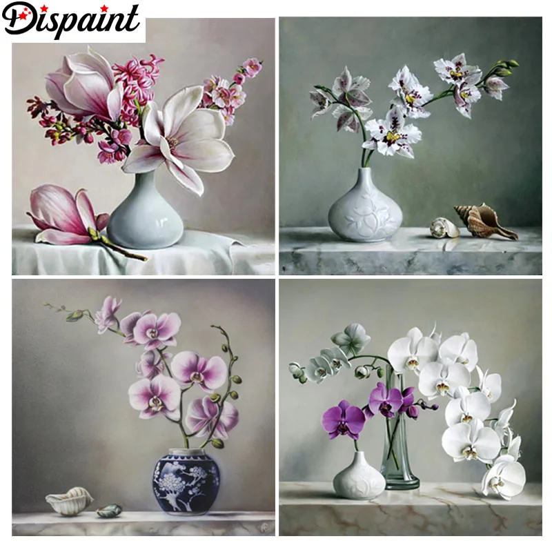 Dis Краски с Алмазная вышивка &quotваза цветы&quot Diamond ing камни в форме ромба картина из
