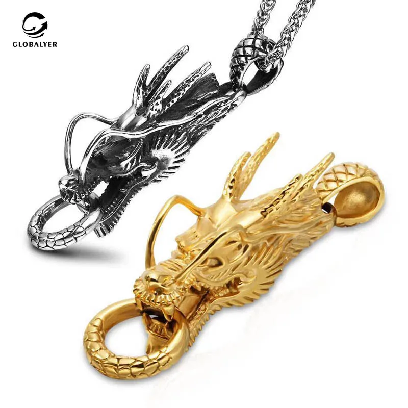 361L титановая сталь голова дракона кулон имитация стиля старый пункт нержавеющая