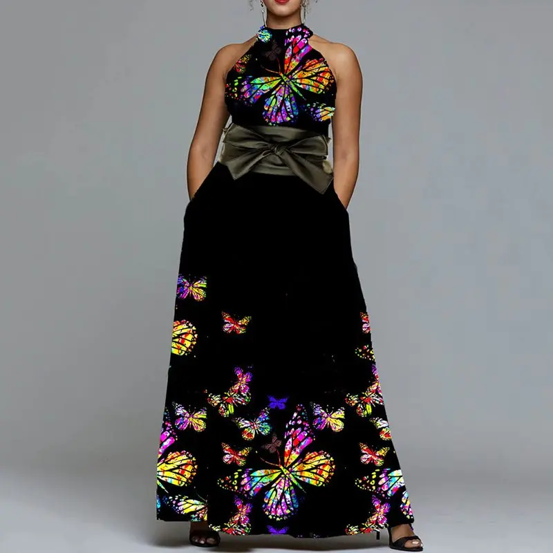 Без рукавов длина до пола воротник стойка стандартная талия пуловер платье