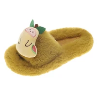 cartoon cute mango one word cotton slippers comfortable fluff skin friendly soft and warm ladies winter home indoor slippers
