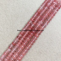 2lots more 10 off natural stone smooth rondelle pink cherry quartz 7 loose beads 4x6 5x8mm pick size for jewelry making diy