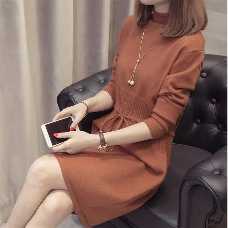 Новое весеннее платье вязаное платье женское длинное платье-свитер vestido