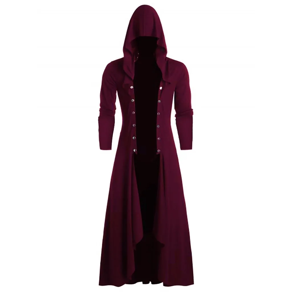 

Men's Retro Steam Punk Gothic Wind Cloak Coat Fashiona Plain Cap Cardigan Coat Cloak Jacket Parkour Clothes Cosplay Party Costu