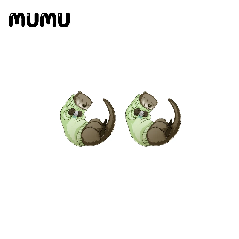 Новинка 2021 милые серьги-гвоздики в виде выдры эпоксидные украшения животных