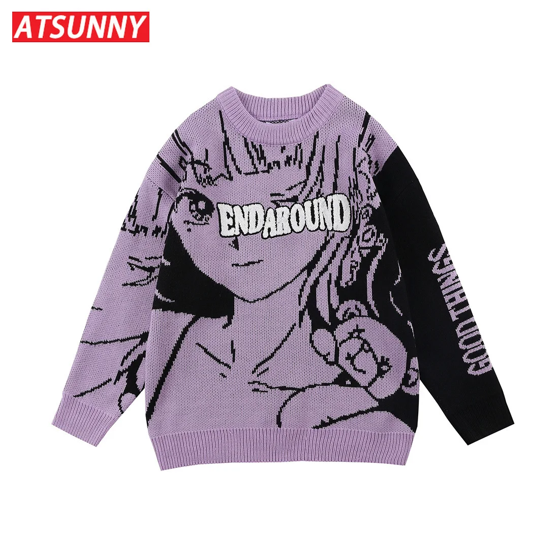 

ATSUNNY Cartoon Anime Harajuku Sweater Streetwear Japanese Girl Fashion Hip Hop Sweater Loose Pullover Mens Tops Winter Clothe