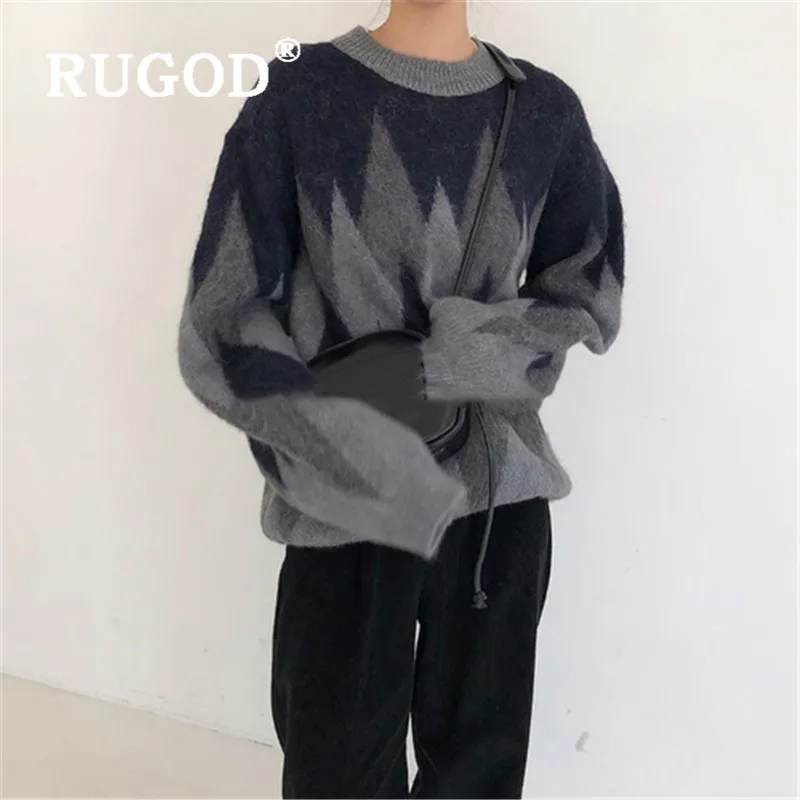 RUGOD 2019 Новый женский шерстяной смешанный флисовый свитер с круглым вырезом