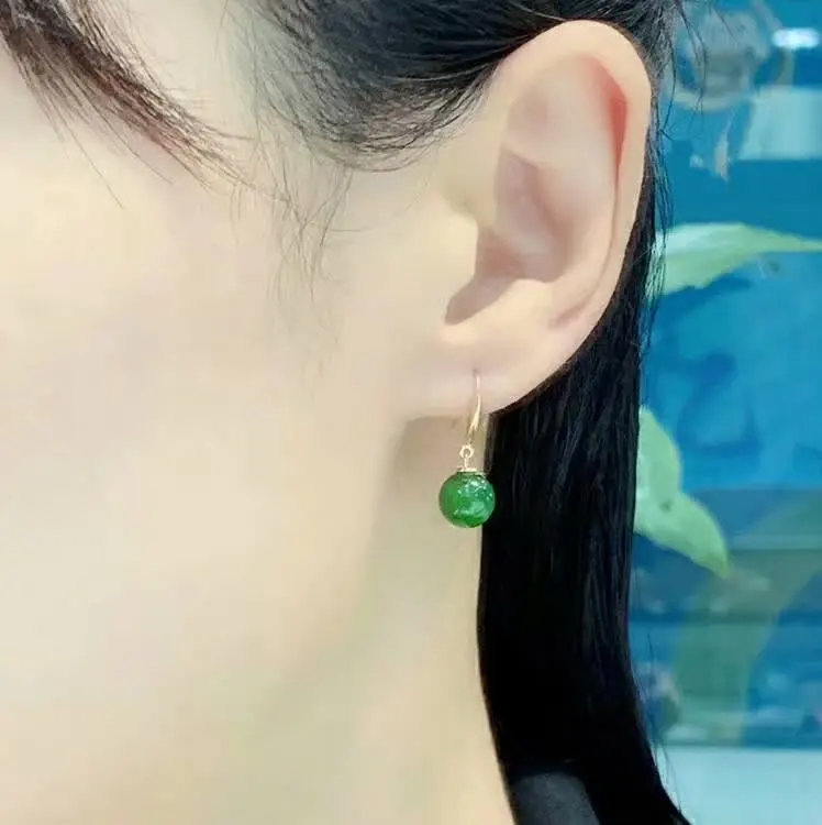 

SHILOVEM 18k yellow gold Natural Jasper drop earring classic fine Jewelry women wedding women gift wholesale 8*8mm ymz0808222by