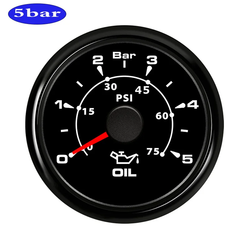 DC 12 В 52 мм " цифровой датчик давления масла индикатор 0~ 5 бар/0~ 75psi дисплей с 8 цветов подсветки - Цвет: 5 Bar