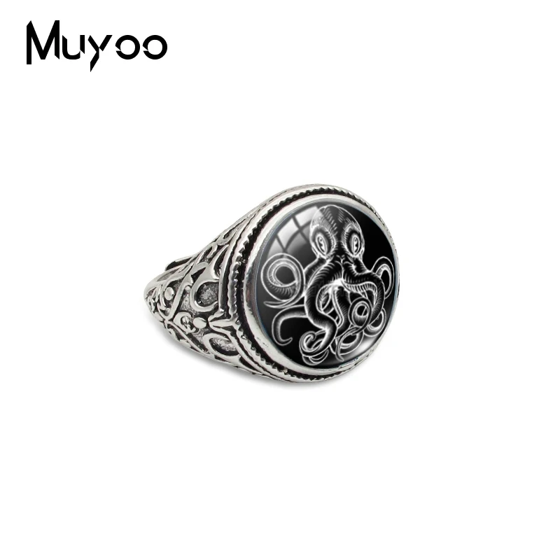 9 Новое поступление Cthulhu символ серьги винтажные кольца ручной работы ювелирные изделия стимпанк террор Осьминог антикварные сплавные кольца - Цвет основного камня: 9