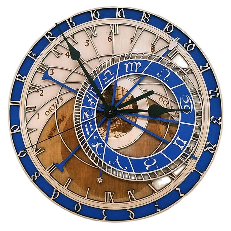 

Wood Wall Clock Vintage Prague Observatory Living Room Quartz Clock European Retro Great Art Wall Watch Reloj Decor