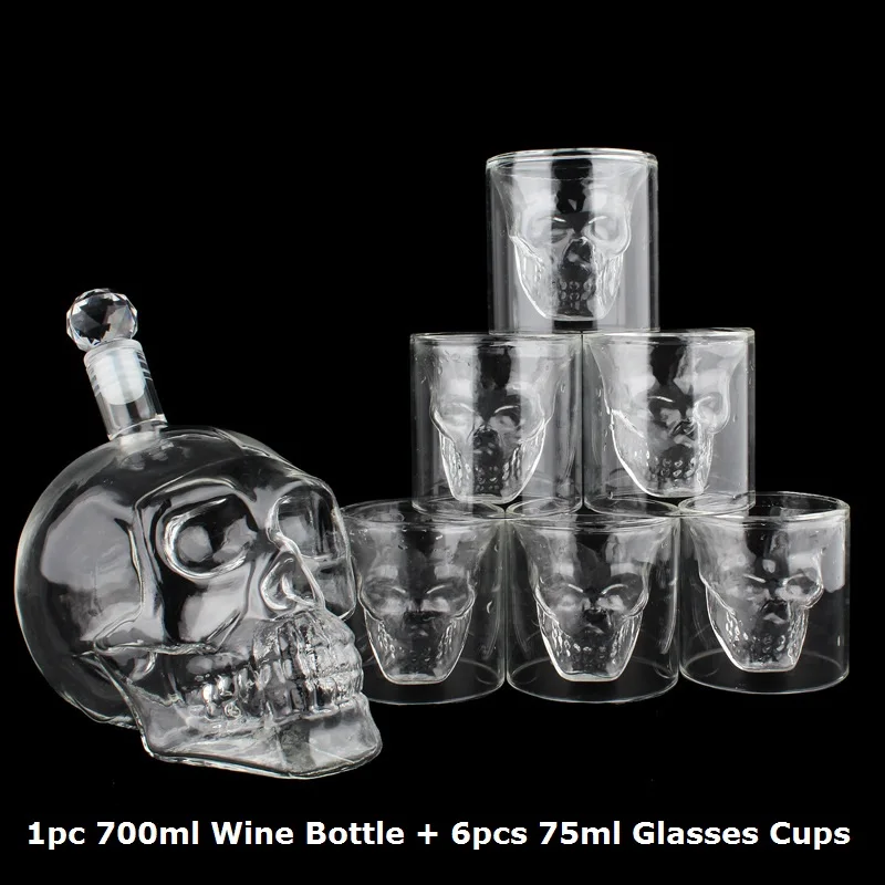 

Crystal Skull Glass Head Shot Glass Cup Set Cocktail Water Whiskey Bottle Wine Glass Bottles For Drinks Cup Decanter Vodka Mugs