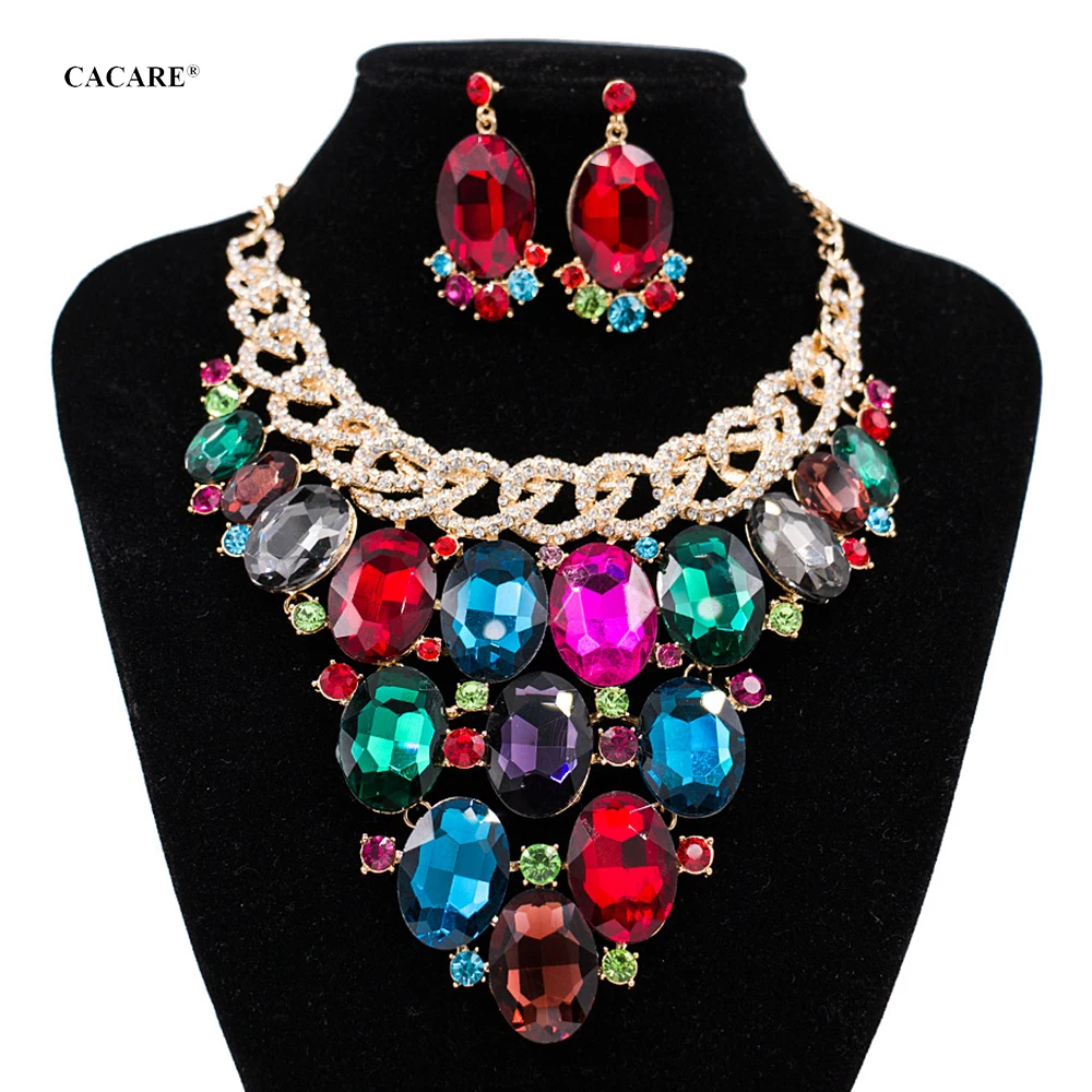 Набор женских ювелирных украшений ожерелье серьги макси большой кулон Винтажные