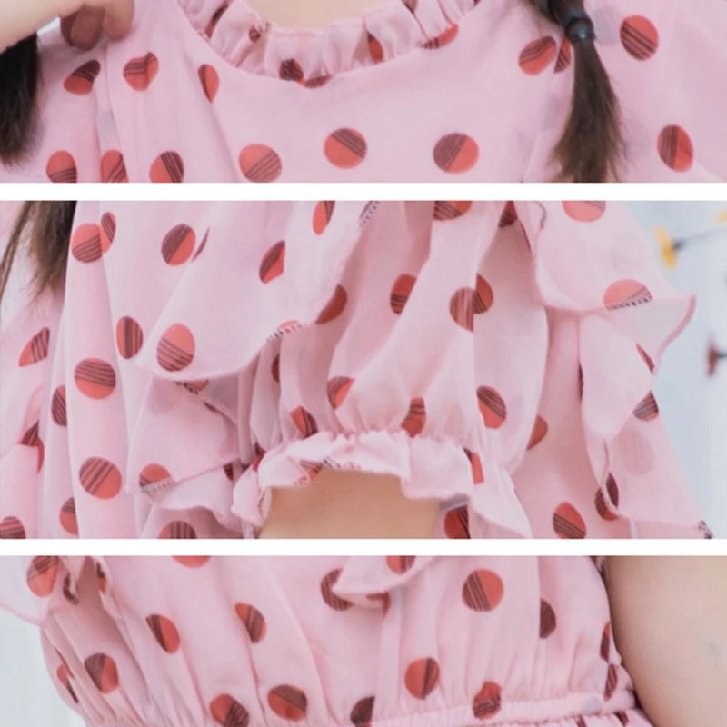 Повседневное длинное платье для девочек летняя одежда шифоновое с принтом в