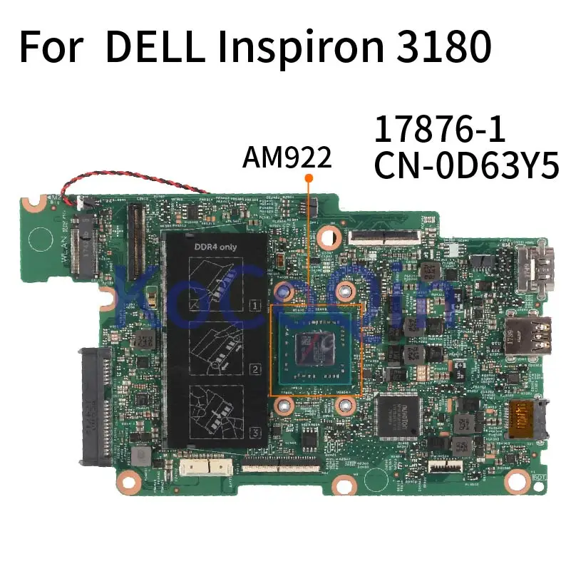 Материнская плата для ноутбука DELL Inspiron 11 3180 3185 A6-922E AM922 материнская CN-0D63Y5 0D63Y5 17876-1