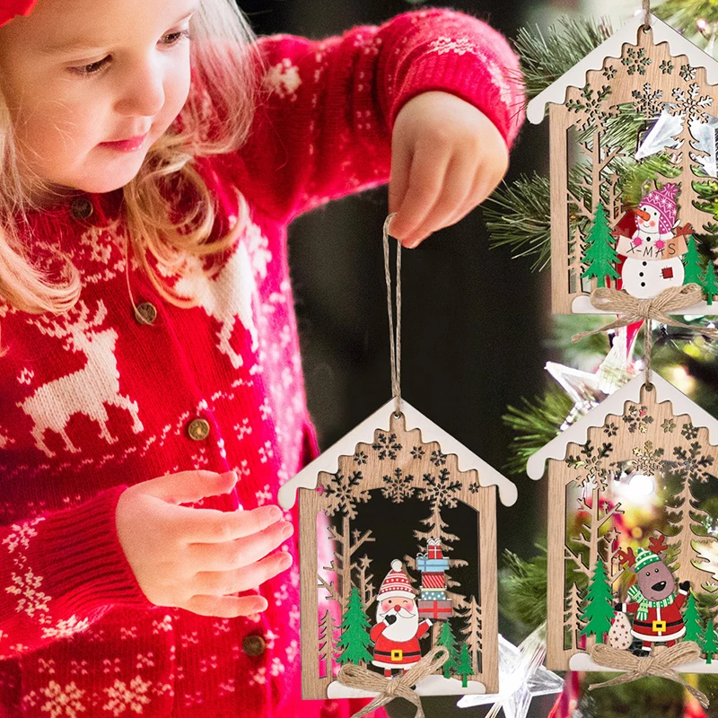 

Christmas Party Wooden Pendants Ornaments Tree Decorations For Home Supplies