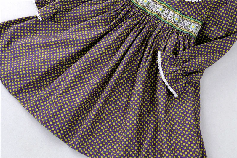 Весеннее платье для маленьких девочек хлопковое ручной работы с длинными