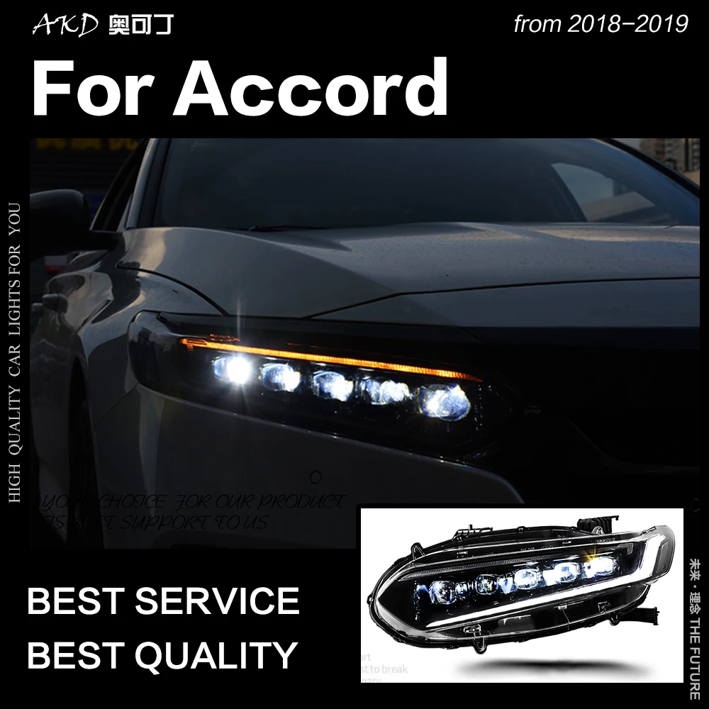 

AKD Car Styling Head Lamp for Accord Headlights 2018-2019 New Accord LED Headlight DRL All LED Light Source Auto Accessories