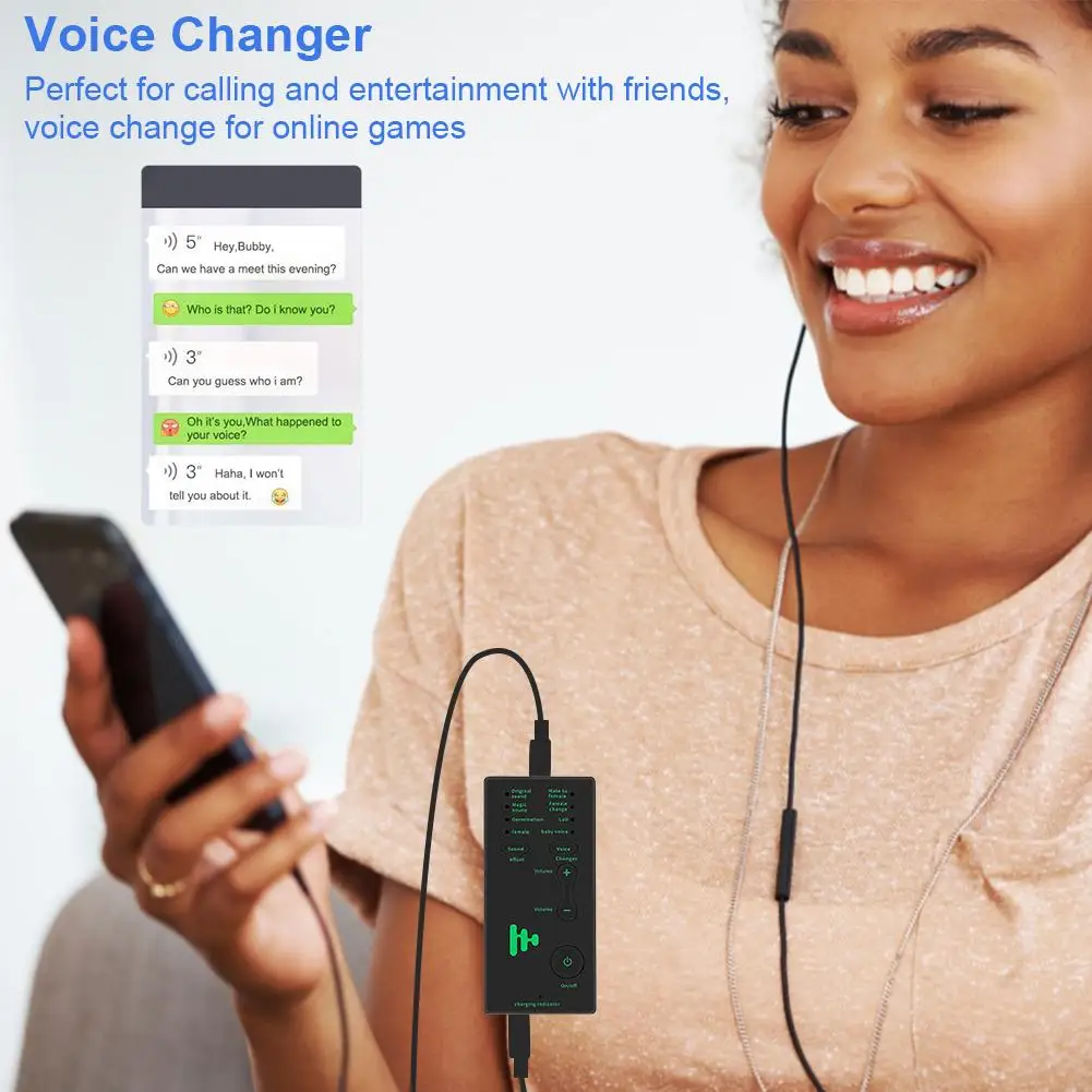 Trocador de Voz Placa de Som Voz com Funções de Voz Rondaful Mini Portátil Modulador Ajustável Telefone Computador Microfones 2021
