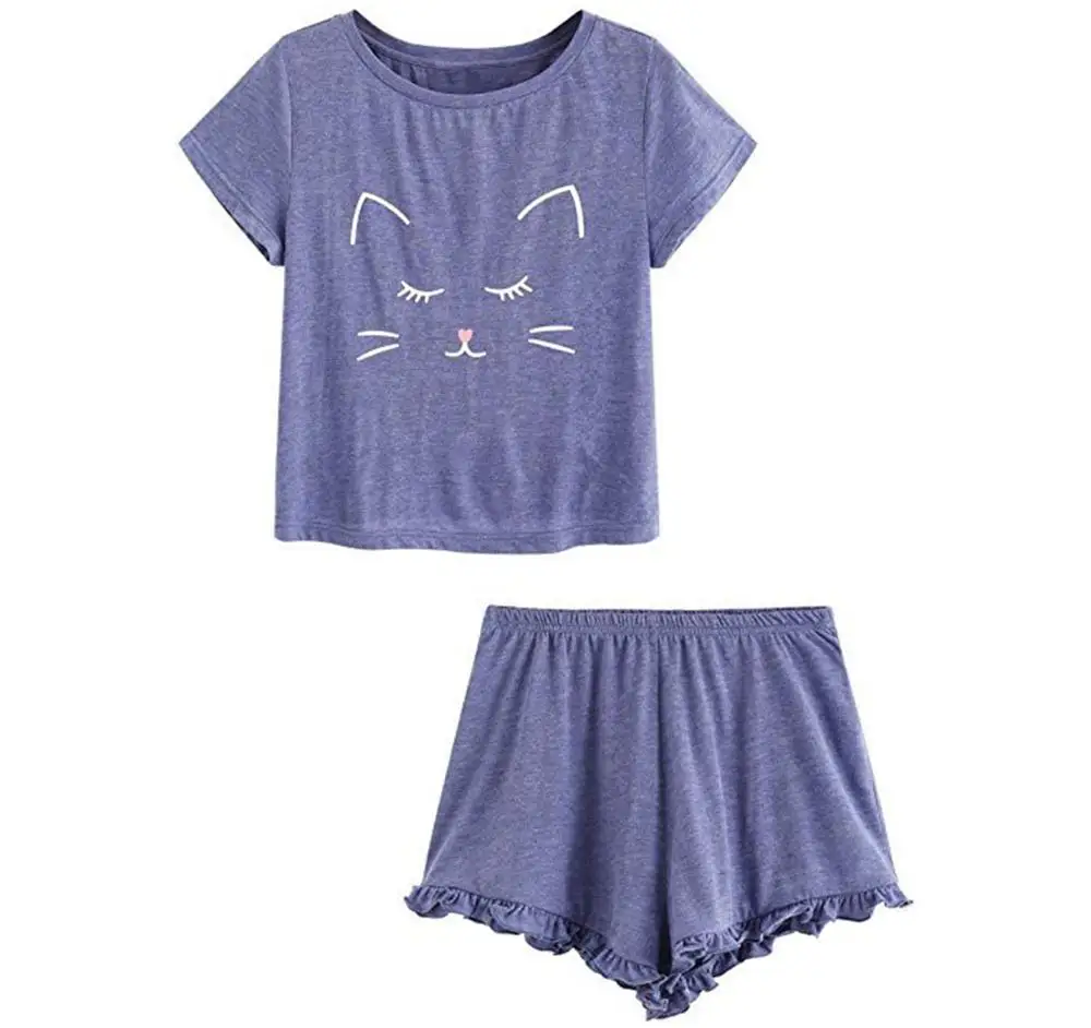 женская пижама с котом женские пижамы шорты летние хлопок одежда для сна нижнее