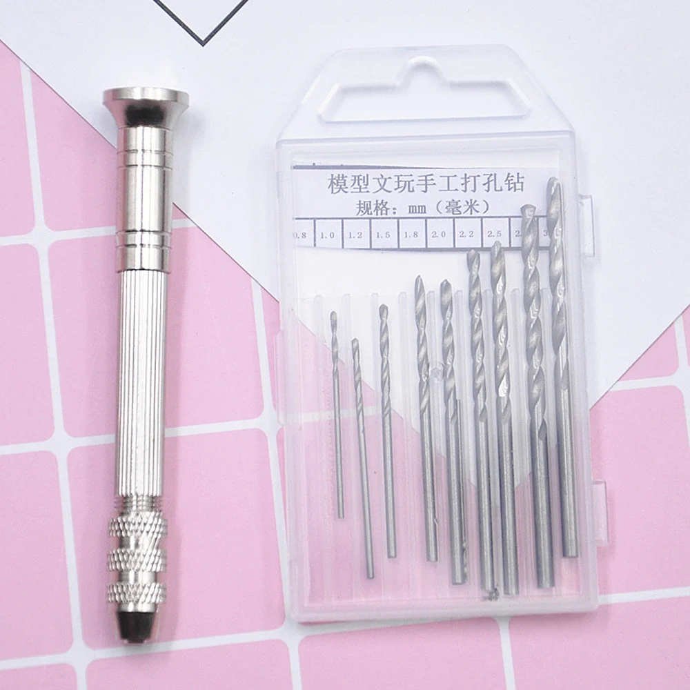 Точная ручная дрель Зажимной патрон для болтов с 10 шт. спиральные бурильные