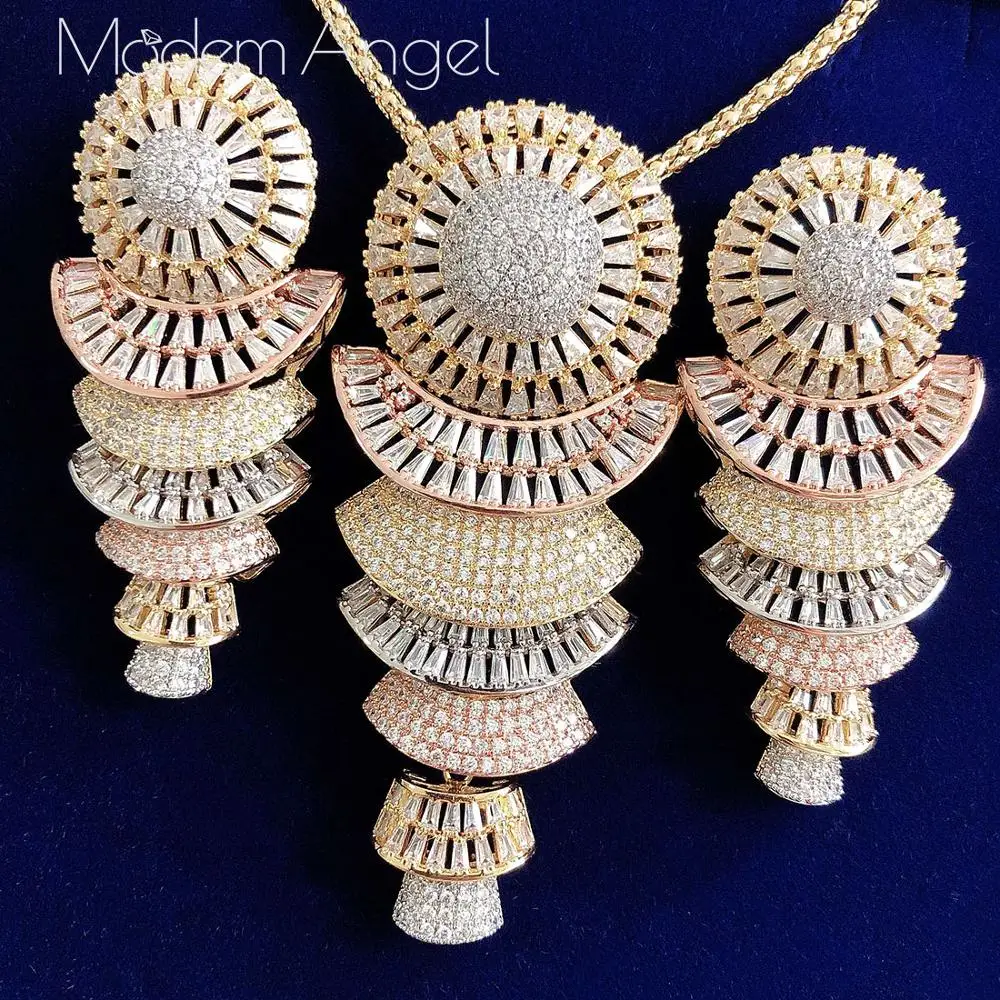 ModemAngel роскошных трендовых в виде геометрических фигур дизайн циркон ожерелье