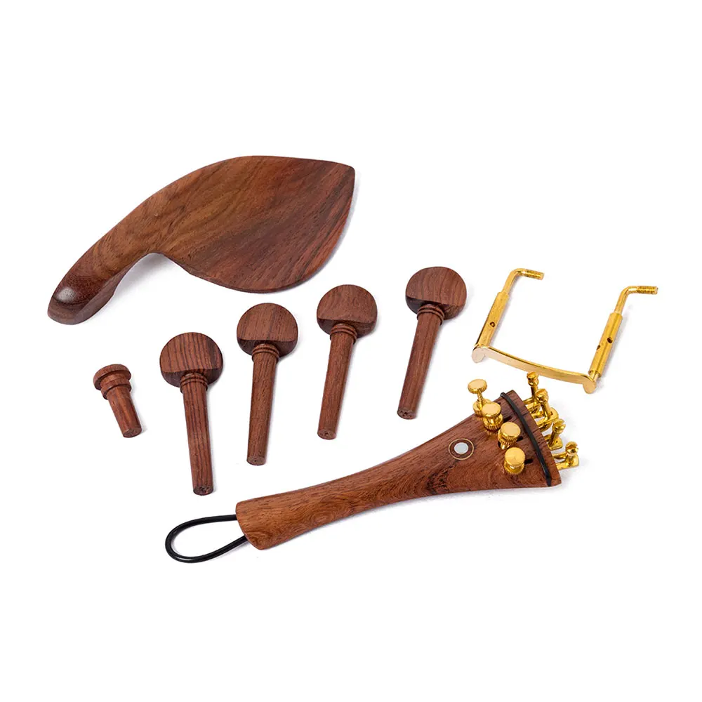 

Solid Wood Violin Parts Set Pegs Fine Tuners Tailpiece Chin Rest Chin Rest Clamp End Pin Tail Gut 13in1 for 4/4 Full Size Violin