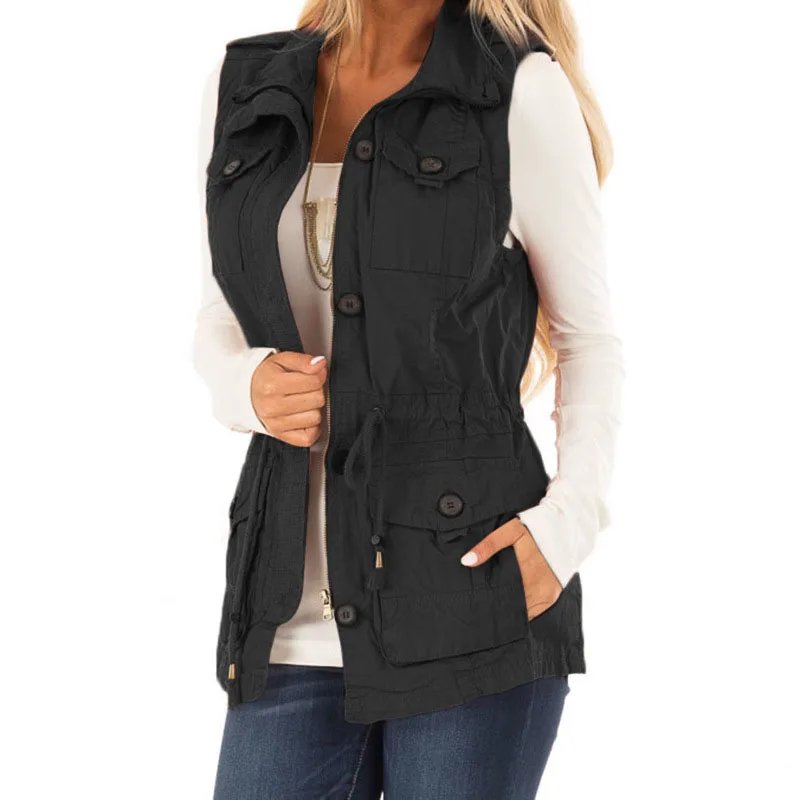 Осенняя теплая винтажная однотонная приталенная куртка без рукавов жилеты для