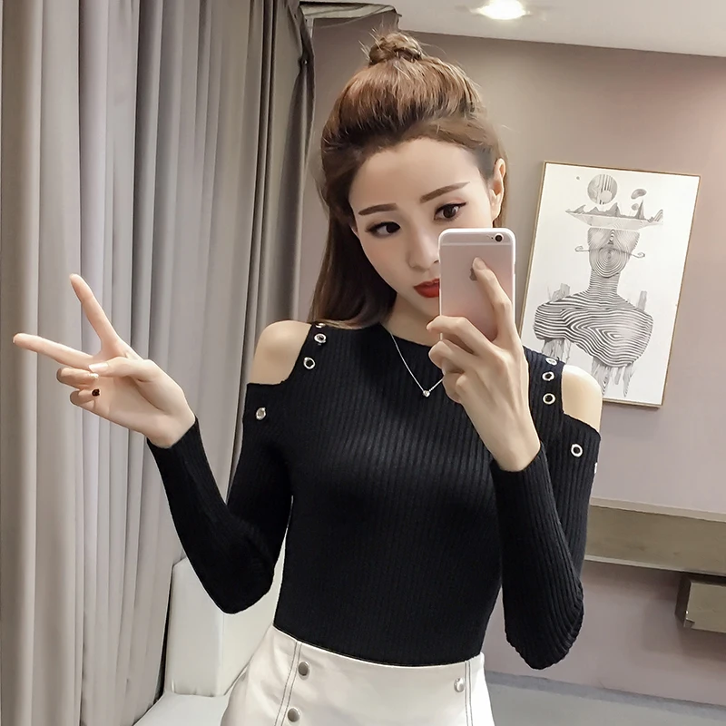 COIGARSAM Повседневная полосатая блузка женская новая весенняя Вязаная блуза с