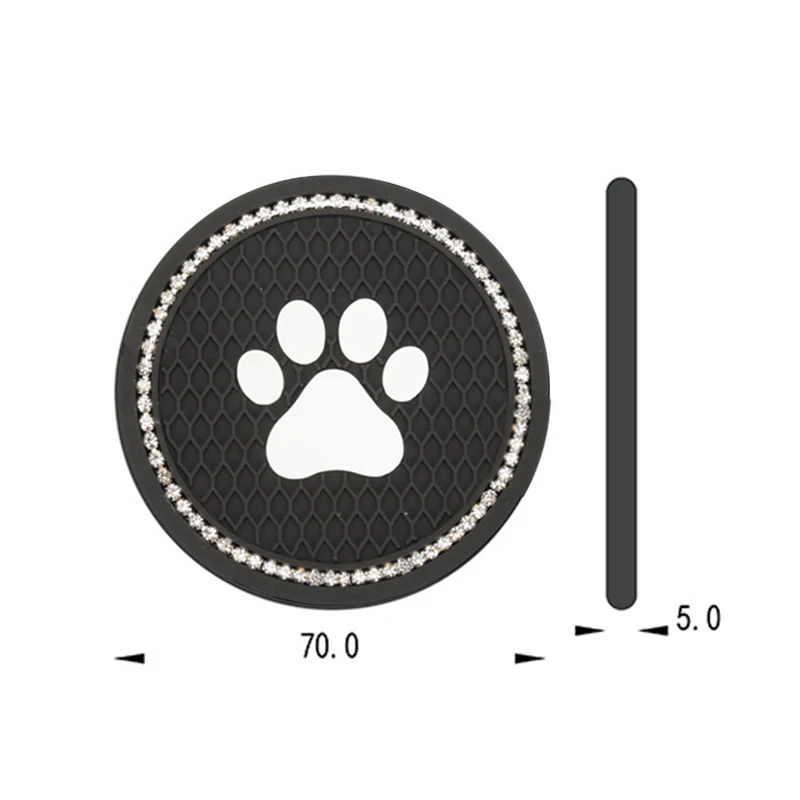 

Car Product Accessories 2PCS Universal Vehicle Car Cup Coaster With Bling Bling Rhinestones And Cute Dog Footprints Dropship