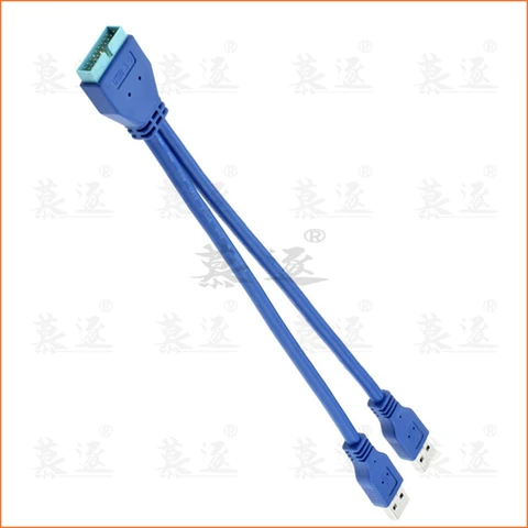 25 см USB 3.0 двойной 2 порта USB3.0 A штекер к материнской плате 20-контактный кабель-адаптер 19-контактный USB-удлинительный кабель