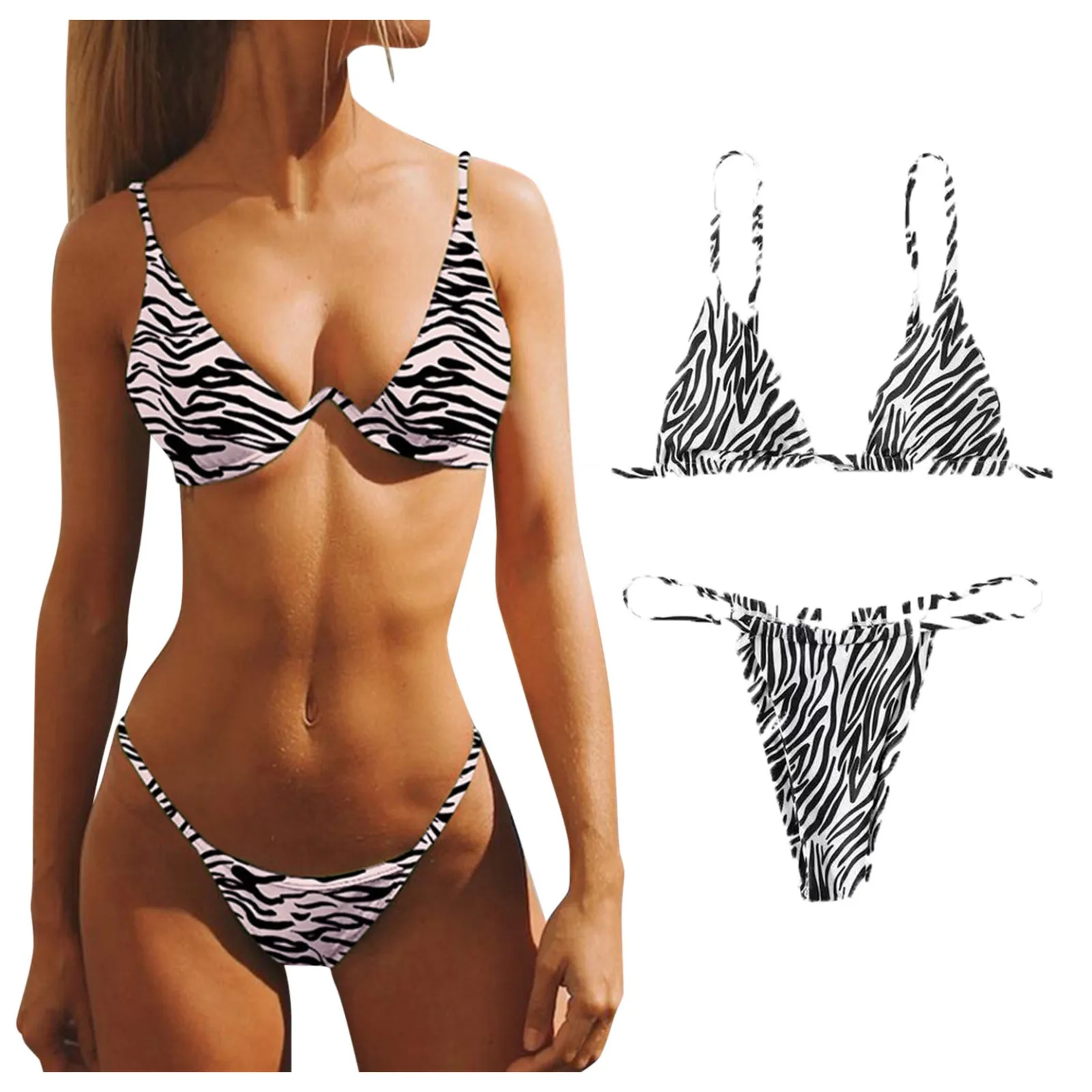 2021 Bikini Sexy Womens Printed Push-up Padded Swimwear Swimsuit Beachwear Hot Summer Popular High Waist | Спорт и развлечения