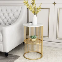 ins modern luxury coffee table living room furniture iron side table creative golden marble coffee table next to the sofa table