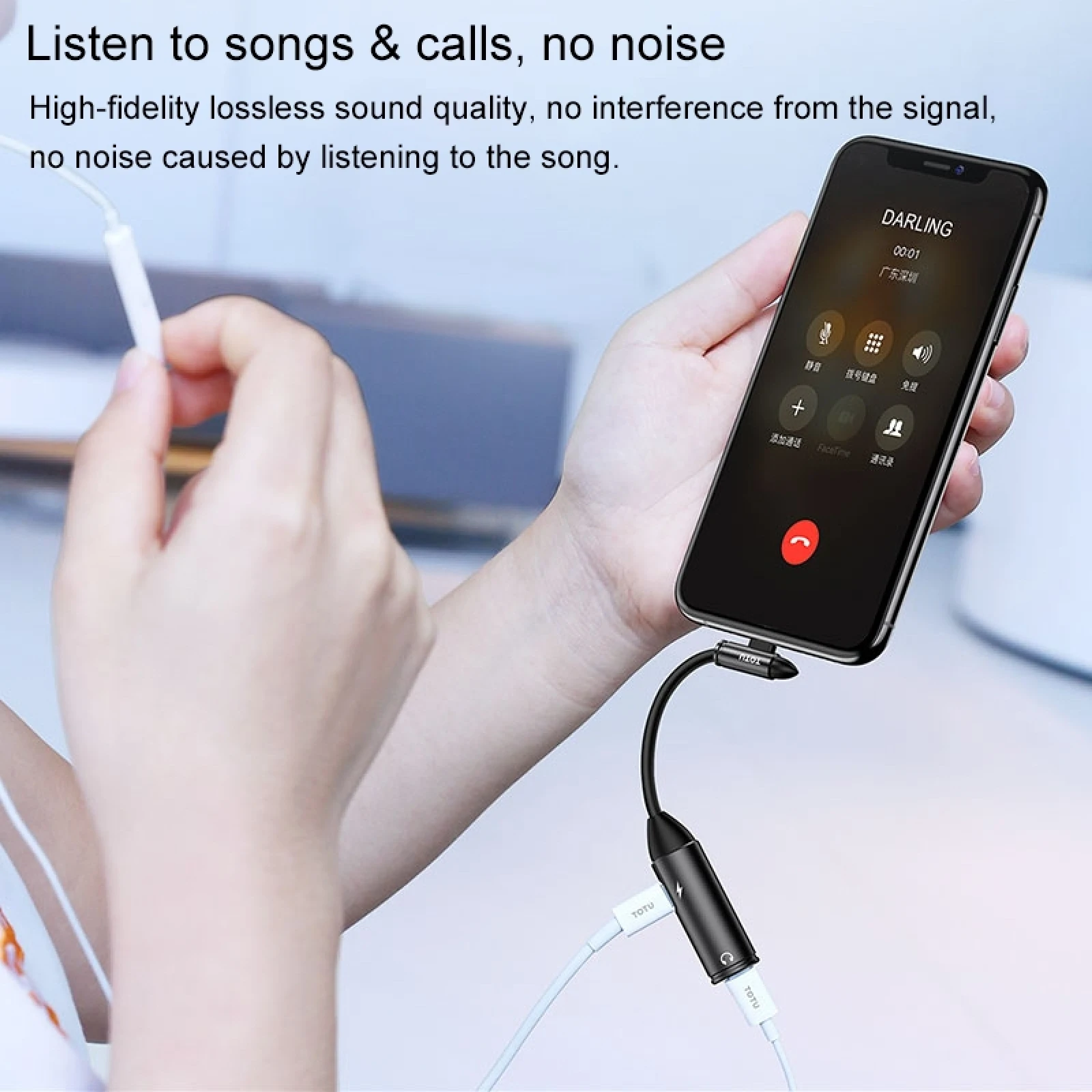 TOTUDESIGN EAUC-20 Revial Series 8 Pin Male to Dual Female 2 in 1 Mini Portable Audio & Charging Adapter - Адаптер для зарядки и передачи аудиосигнала TOTUDESIGN EAUC-20 Revial Series с 8-контактным разъемом мужского типа на два женских типа в мини-по