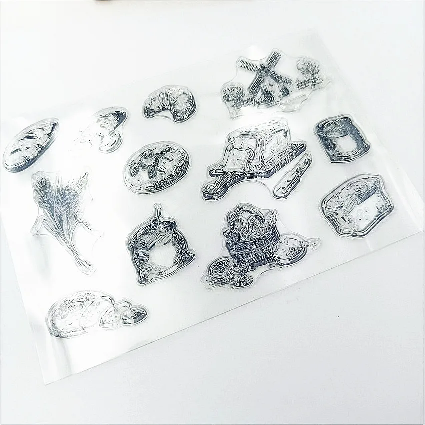 Прозрачные штампы с изображением вкусного хлеба 11 х16 см силиконовые пломбы