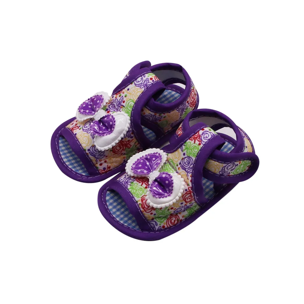 Босоножки для новорожденных девочек с принтом Нескользящие сандалии бантом