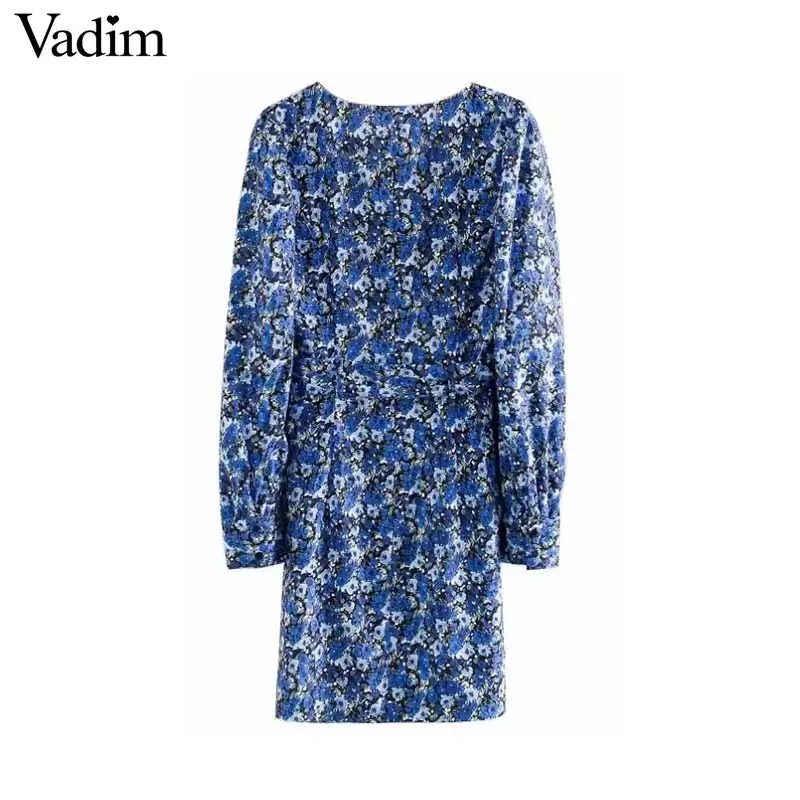 Vadim женское шикарное мини платье с цветочным узором и v образным вырезом длинным