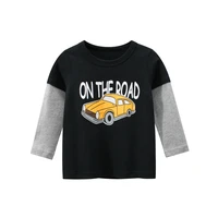 2021 spring autumn for 2 9 years children cotton striped patchwork cartoon car bus truck baby kids boys long sleeve t shirts