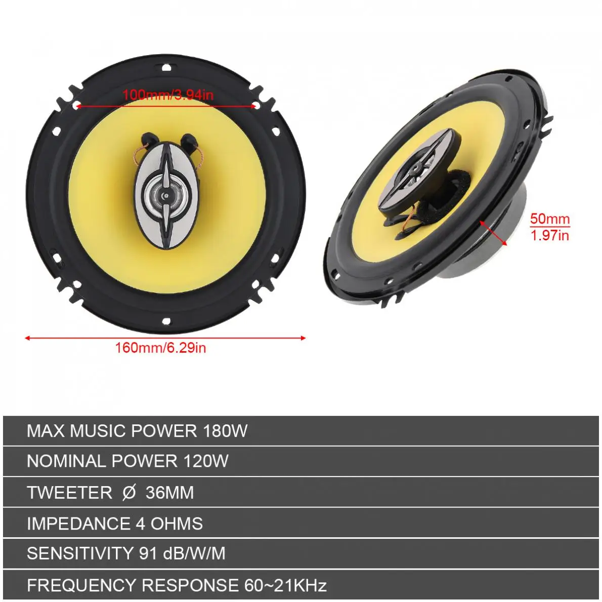 2 шт. 6 дюймов 180 Вт Way Универсальный Автомобильный коаксиальный динамик s аудио