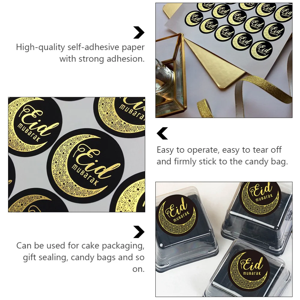 

1 Set Eid Candy Stickers Self-adhesive Alphabet Sealing Stickers (Black)