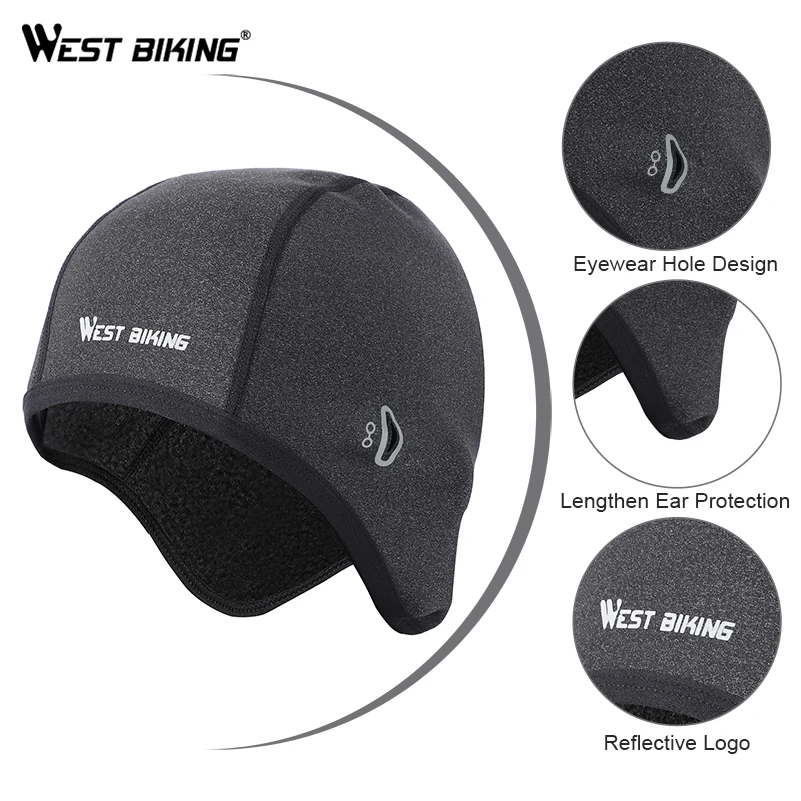 WEST BIKING, зимняя Спортивная Кепка s, теплая, ветрозащитная, мужская, велосипедный шлем, лайнер, для улицы, для пеших прогулок, рыбалки, катания на лыжах, велоспорта, велосипедная Кепка, шапка для бега