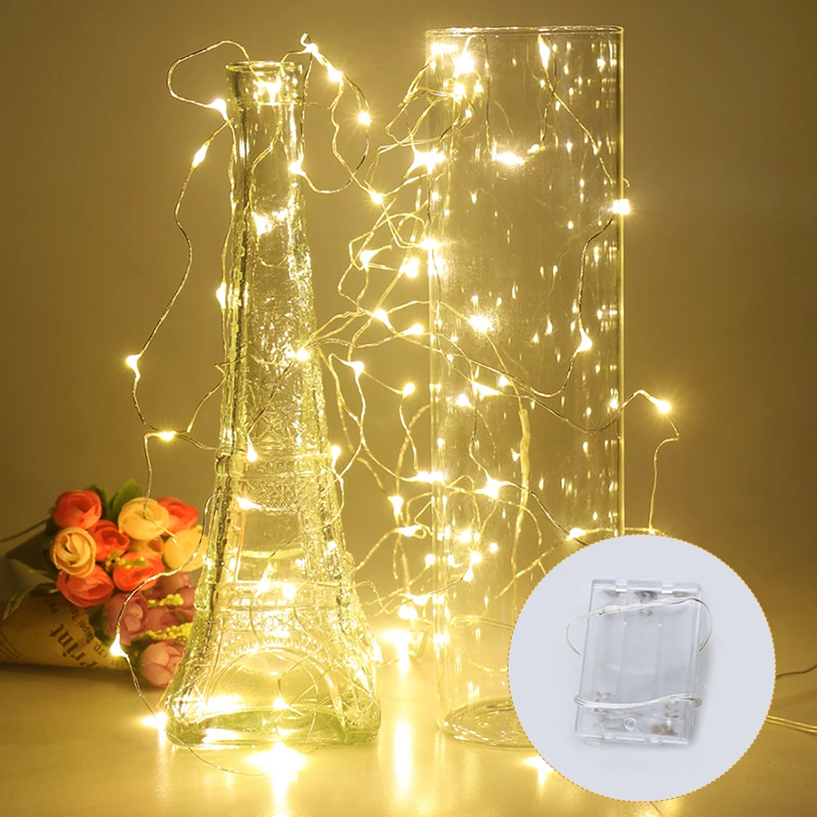 Светодиодная гирлянда из медной проволоки 2 м 3 5 10 Сказочная Водонепроницаемая