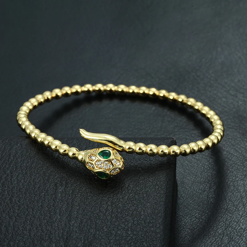 

Punk snake bangle adjustable women's bracelet bangle copper AAA zircon 18K gold plated initial bangle bracelet jewelry wholesale