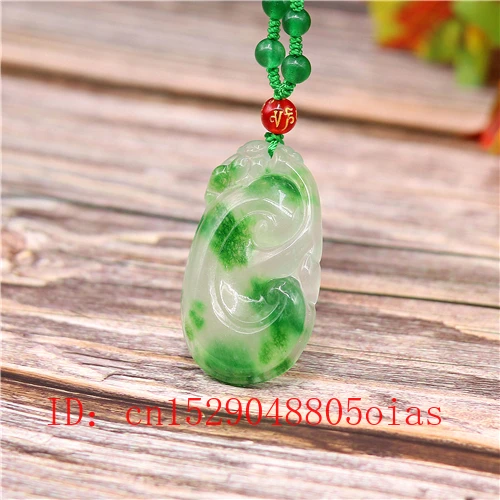 Ожерелье с подвеской из натурального зеленого изумруда нефритом Ruyi ювелирные