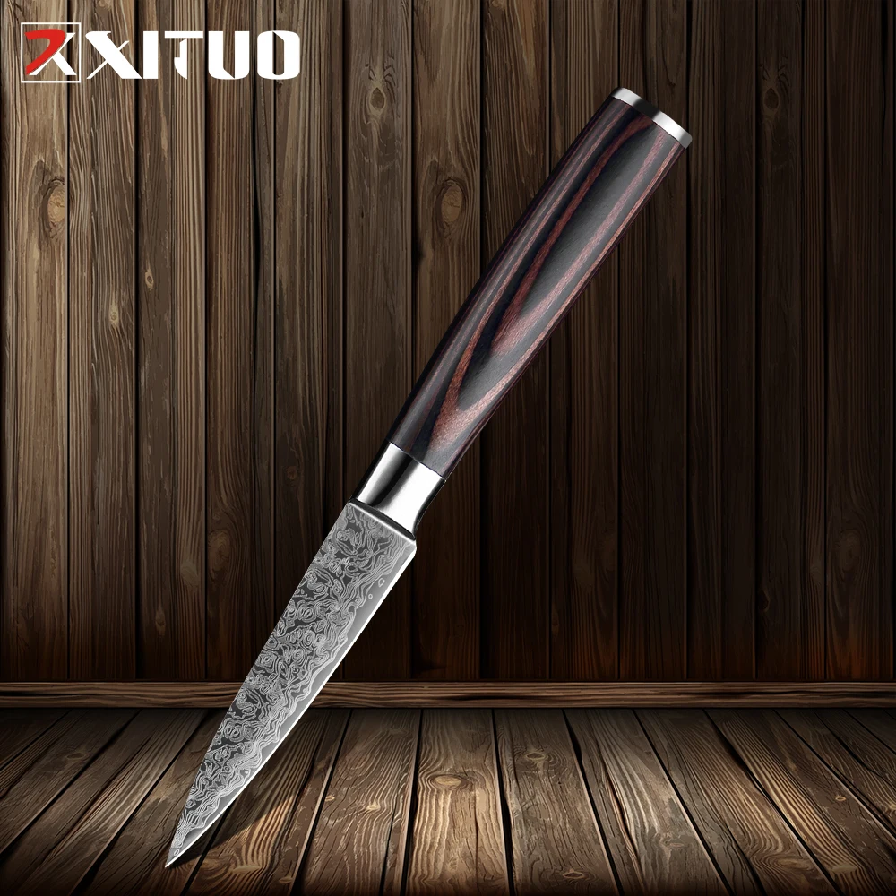 

3.5" inch paring knife Stainless Steel Sharp Utility Peeling knife laser Damascus steel Pattern household kitchen knivse